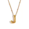 Party Balloon Alphabet Pendant Necklace-Gold-J