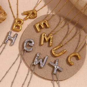 Fashion Simple Stainless Steel Letter Alphabet Pendant Necklace