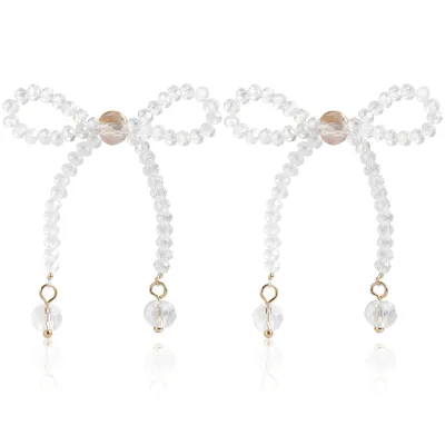 Vintage Imitation Pearl Geometric Bow Earrings for Women