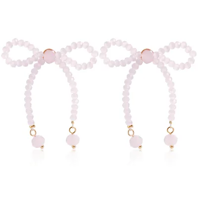 Vintage Imitation Pearl Geometric Bow Earrings for Women