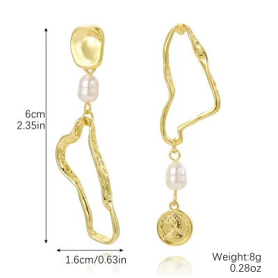 Baroque Pearl Asymmetric Earrings Design Simple Instagram Wind