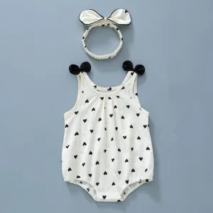 Kids Baby Girls Summer Casual Cute Heart Print Sleeveless Romper Pullover