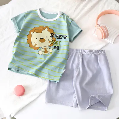 Kids Toddler Boys Girls Summer Casual Cute Cartoon Dinosaur Floral Print Short Sleeve T-Shirt Shorts Set