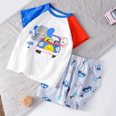 Kids Toddler Boys Girls Summer Casual Cute Cartoon Dinosaur Floral Print Short Sleeve T-Shirt Shorts Set