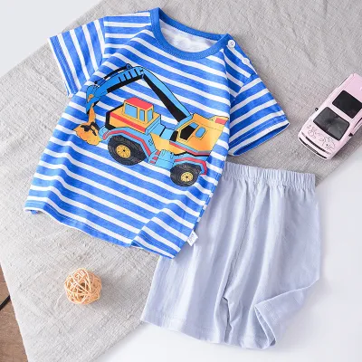 Kids Toddler Boys Girls Summer Casual Cute Cartoon Dinosaur Floral Print Short Sleeve T-Shirt Shorts Set