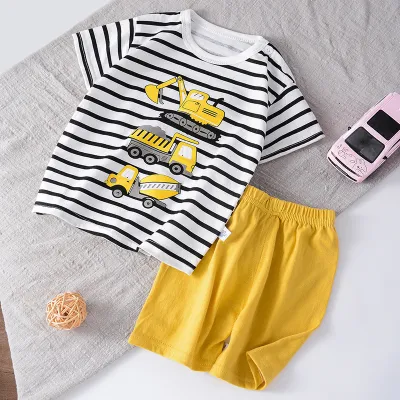 Kids Toddler Boys Girls Summer Casual Cute Cartoon Dinosaur Floral Print Short Sleeve T-Shirt Shorts Set