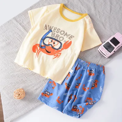 Kids Toddler Boys Girls Summer Casual Cute Cartoon Dinosaur Floral Print Short Sleeve T-Shirt Shorts Set