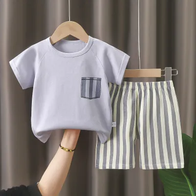Kids Toddler Boys Girls Summer Casual Cute Cartoon Dinosaur Floral Print Short Sleeve T-Shirt Shorts Set