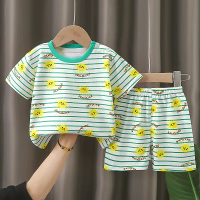 Kids Toddler Boys Girls Summer Casual Cute Cartoon Dinosaur Floral Print Short Sleeve T-Shirt Shorts Set
