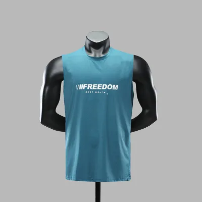 Men Casual Sports Letter Print Quick Dry Plus Size Sleeveless Nylon Mesh Tank Top