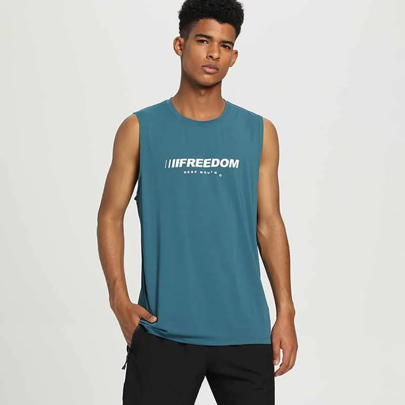 Men Casual Sports Letter Print Quick Dry Plus Size Sleeveless Nylon Mesh Tank Top