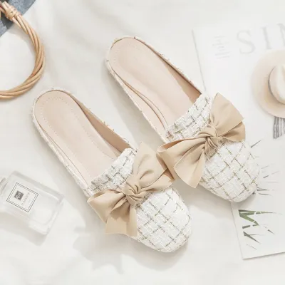 Summer Women Fashion Plus Size Solid Color Cover Toe Heeled Cutout Slip-On Muller Shoes