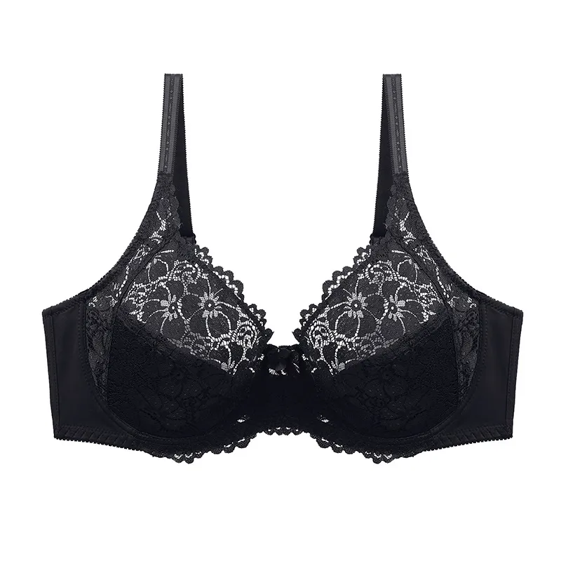 Women Plus Size Lace Bra Sexy Ultra-Thin Nylon