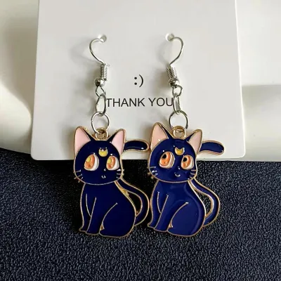 Cartoon Cute Cat Stud Earrings Alloy Sweet Animal Jewelry