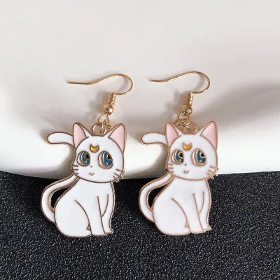 Cartoon Cute Cat Stud Earrings Alloy Sweet Animal Jewelry