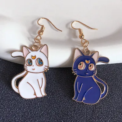 Cartoon Cute Cat Stud Earrings Alloy Sweet Animal Jewelry