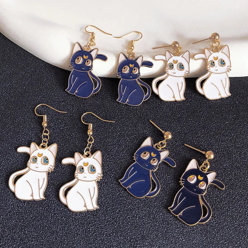 Cartoon Cute Cat Stud Earrings Alloy Sweet Animal Jewelry