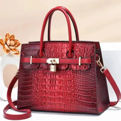 Women Vintage Crocodile Print Large Capacity Handbags