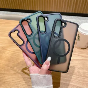 Simple Neutral Frosted Ice Fog Acrylic Magnetic Samsung Phone Case
