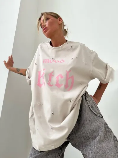 Street Women Casual Alphabet Print Loose Tee