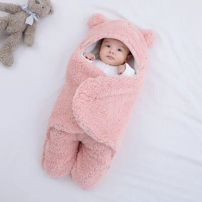 Fall Winter Newborn Cute Cartoon Animals Fleece Wrap Swaddle Sleeping Bag