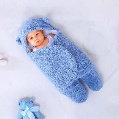 Fall Winter Newborn Cute Cartoon Animals Fleece Wrap Swaddle Sleeping Bag