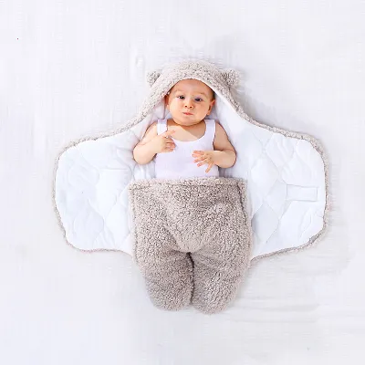 Fall Winter Newborn Cute Cartoon Animals Fleece Wrap Swaddle Sleeping Bag