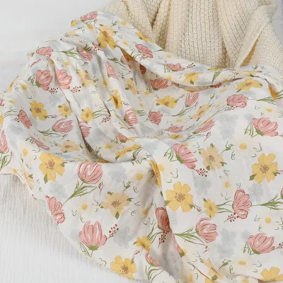 Newborn Cute Cartoon Floral Print Wrap Swaddle