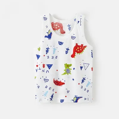 Kids Toddler Boys Girls Cartoon Print Tank Top Sleeveless Crewneck Soft Cotton