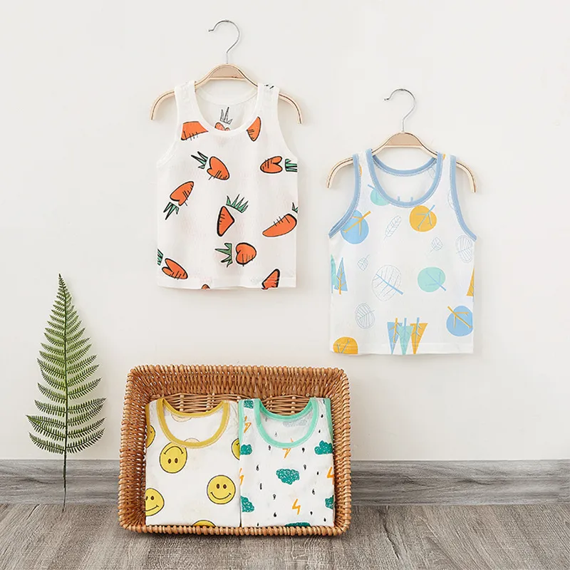 Kids Toddler Boys Girls Cartoon Print Tank Top Sleeveless Crewneck Soft Cotton