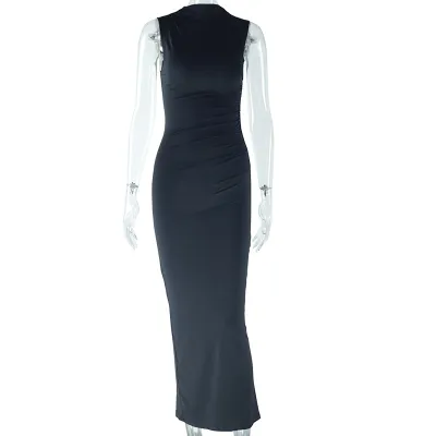 Women's Milk Fiber Street Hipster Sleeveless Midi Dress
