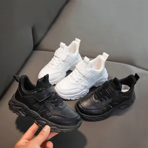 Children's Leisure Solid Color PU Casual Sneakers for Boys