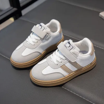 Kids Boys Casual Flat Bottom Velcro PU Leather Sneakers