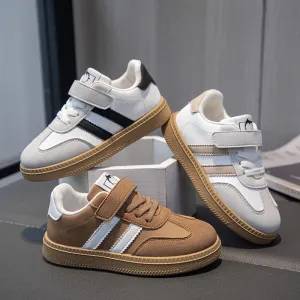 Kids Boys Casual Flat Bottom Velcro PU Leather Sneakers
