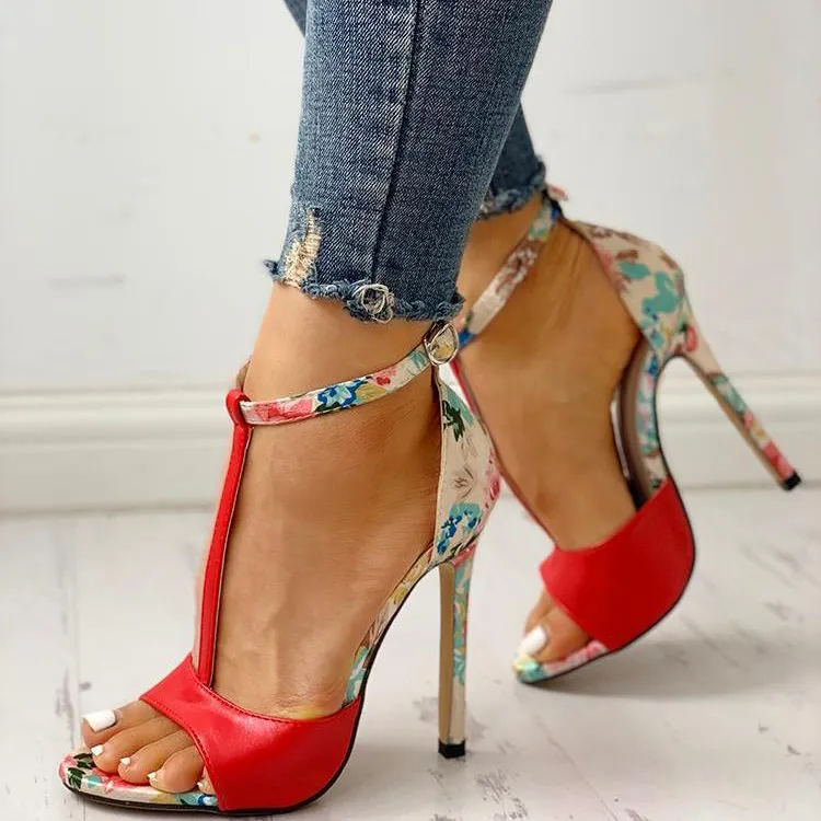 Women Fashion Leopard Print Peep Toe High Heel Sandals