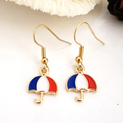Women Fashion Creative American Independence Day Alloy Oil Dropping Letter Hat Bow Earrings