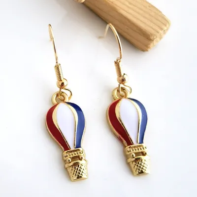 Women Fashion Creative American Independence Day Alloy Oil Dropping Letter Hat Bow Earrings