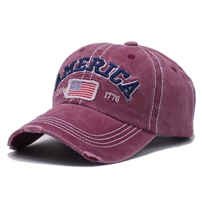 Creative American Independence Day Flag Letter Embroidered Cotton And Polyester Dome Cap
