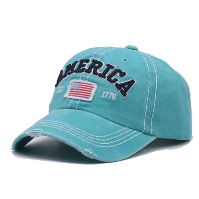Creative American Independence Day Flag Letter Embroidered Cotton And Polyester Dome Cap