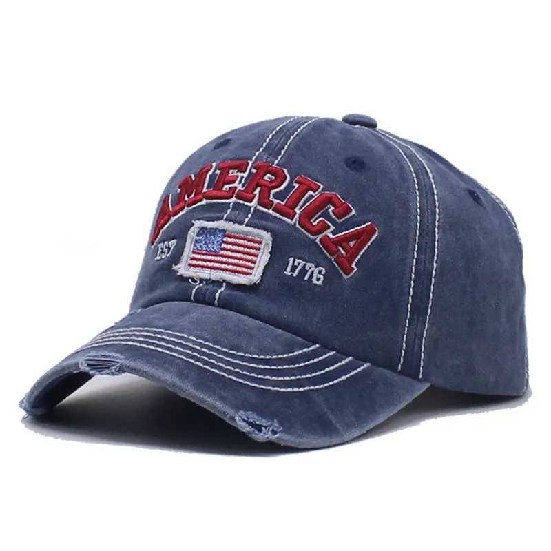 Creative American Independence Day Flag Letter Embroidered Cotton And Polyester Dome Cap