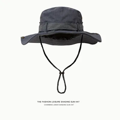 Neutral Simple Solid Color Drawstring Sunscreen Bucket Hats