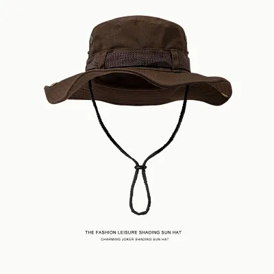 Neutral Simple Solid Color Drawstring Sunscreen Bucket Hats