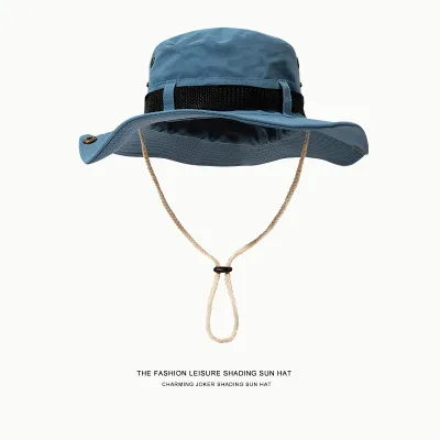 Neutral Simple Solid Color Drawstring Sunscreen Bucket Hats