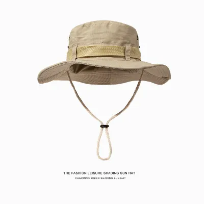 Neutral Simple Solid Color Drawstring Sunscreen Bucket Hats