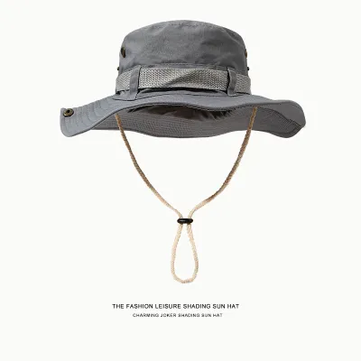 Neutral Simple Solid Color Drawstring Sunscreen Bucket Hats