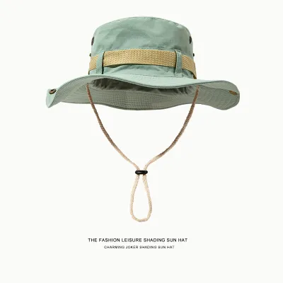 Neutral Simple Solid Color Drawstring Sunscreen Bucket Hats