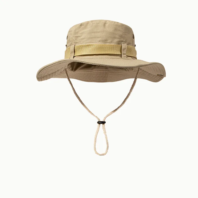Neutral Simple Solid Color Drawstring Sunscreen Bucket Hats
