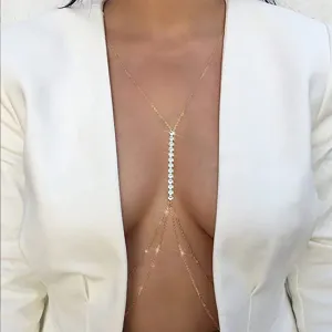 Women Fashion Sexy Rhinestone Heart Chain Body Chain