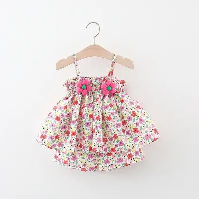 Kids Baby Girls Casual Cute Tiny Flower Print Camisole Shorts Set