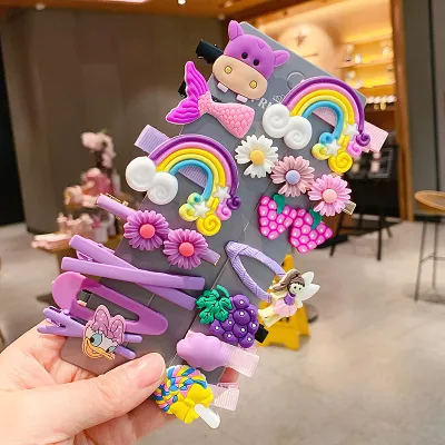 Kids Girls Sweet Cartoon Flower Fruit Bow Hairpin Duckbill Clip